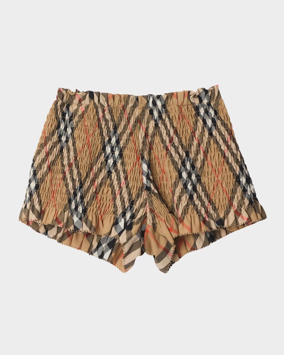 Girl's Remy Smocked Check Shorts, Size 6M-2